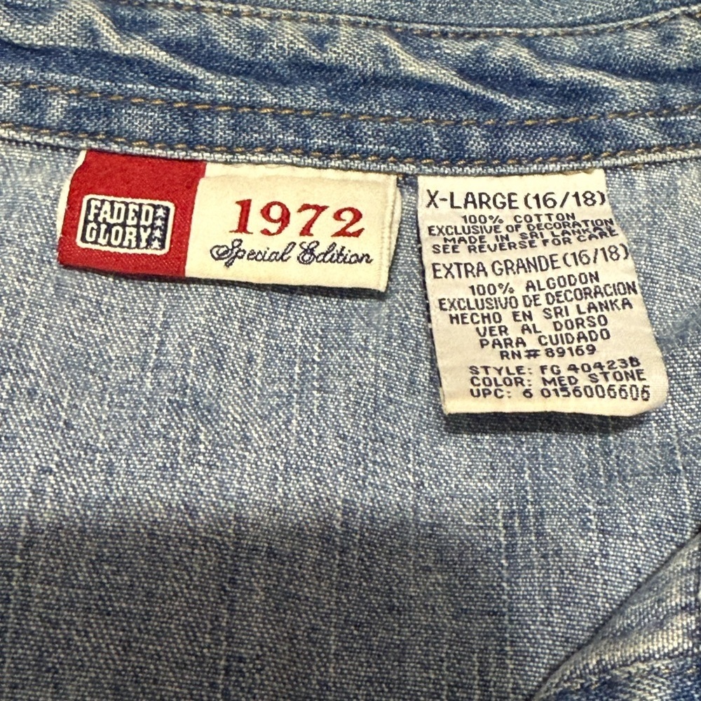 Faded Glory Denim Longline Button-Up Dress with Black Floral Design Size XL - Picture 11 of 11